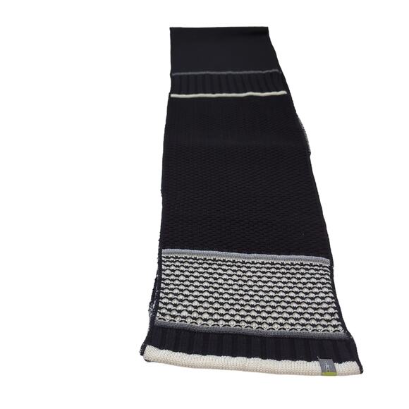 SmartWool Wool Unisex Black White Knit Scarf Colorblock Autumn Winter - Picture 3 of 6